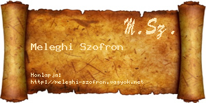 Meleghi Szofron névjegykártya